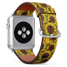 Load image into Gallery viewer, Compatible with Small Apple Watch 38mm, 40mm, 41mm (All Series) Leather Watch Wrist Band Strap Bracelet with Adapters (Sunflower Fabric)
