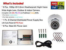 Load image into Gallery viewer, Evertech 8 Pcs High Resolution Day/Night Vision Indoor/Outdoor 3.6mm Fixed Lens Security Surveillance Cameras with 9 Channel 5 Amper PTC Fuse CCTV Metal Power Supply Box

