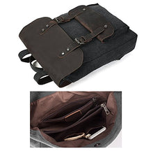 Load image into Gallery viewer, Honeystore Vintage Leather Canvas Backpack 17inch Laptop Bookbag Travel Rucksack Black

