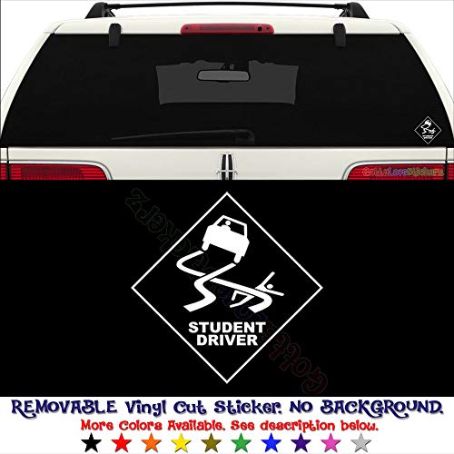 GottaLoveStickerz Caution Student Driver Removable Vinyl Decal Sticker for Laptop Tablet Helmet Windows Wall Decor Car Truck Motorcycle - Size (10 Inch / 25 cm Tall) - Color (Matte Yellow)