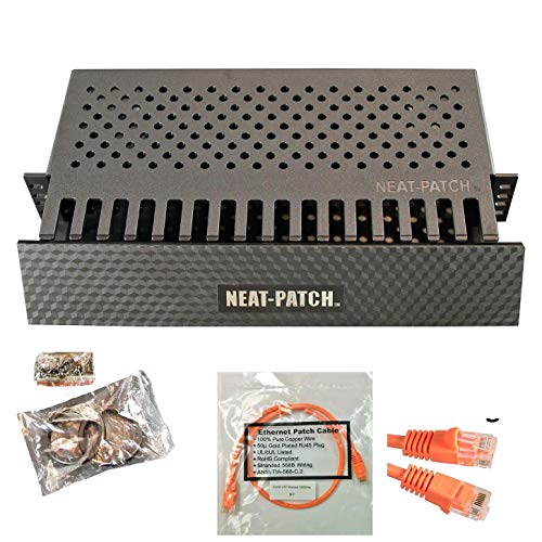 Neat Patch 2U Cable Management Kit - 3 Packs w/ 72 CAT6 Patch Cables (2FT Orange)