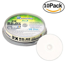 Load image into Gallery viewer, 100 Pack Smartbuy 2X 25GB Blue Blu-ray BD-RE Rewritable White Inkjet Hub Printable Blank Bluray Disc
