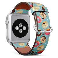 Compatible with Small Apple Watch 38mm, 40mm, 41mm (All Series) Leather Watch Wrist Band Strap Bracelet with Adapters (Cute Donuts Colorful Glazing)