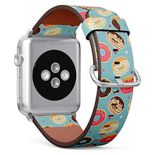 Load image into Gallery viewer, Compatible with Big Apple Watch 42mm, 44mm, 45mm (All Series) Leather Watch Wrist Band Strap Bracelet with Adapters (Cute Donuts Colorful Glazing)
