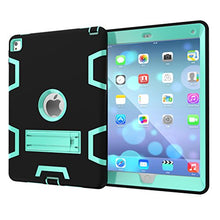 Load image into Gallery viewer, Co-Goldguard Case for iPad 9.7,Heavy Duty 3 in 1 Built-in Kickstand Cover [No Screen Protector] Shockproof Drop-Proof Scratch-Resistant Shell for iPad 9.7 inch-Black/Mint Green
