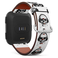 Replacement Leather Strap Printing Wristbands Compatible with Fitbit Versa - Musinc Skull Wearing Headphone