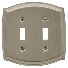 Load image into Gallery viewer, Baldwin 4766.150.CD Colonial Design Double Toggle Switch Plate, Satin Nickel
