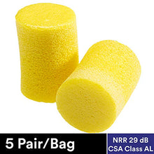 Load image into Gallery viewer, 3M Ear Plugs, 5 Pairs/Poly Bag, E-A-R Classic VP312-1201, Uncorded, Disposable, Foam, NRR 29, For Drilling, Grinding, Machining, Sawing, Sanding, Welding
