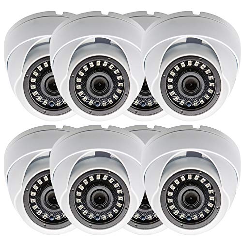 Evertech 8 Pcs 1080p All-Weather Outdoor Indoor Night Vision Security Camera 4in1 HD TVI CVI AHD Analog - Metal White Casing
