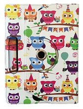 Load image into Gallery viewer, Sweet Tech Maxwest Nitro Phablet 71 Multi Owl Universal 360 Rotating PU Leather Wallet Case Cover Folio (7-8 inch)
