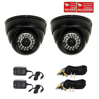 VideoSecu 2 Pack Built-in 1/3'' Effio CCD Day Night Outdoor IR CCTV Security Cameras 600TVL 28 Infrared LEDs Wide Angle High Resolution Vandal Proof with Cables and Power Supplies VD6HBL WR2