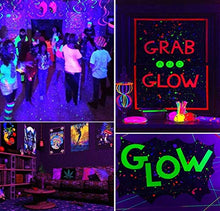 Load image into Gallery viewer, Roleadro UV Black Light 2 Pack Flood Light Bulb, 80w UV Led Floodlight Outdoor IP66 Waterproof Stage Light for Blacklight Party, 5 Fluorescent Neon Glow Gaffer Tape, Glow in Dark Party
