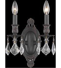 Load image into Gallery viewer, Wall Sconces 2 Light With Clear Crystal Royal Cut Dark Bronze size 9 in 120 Watts - World of Classic
