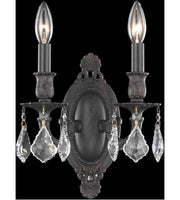Wall Sconces 2 Light With Clear Crystal Royal Cut Dark Bronze size 9 in 120 Watts - World of Classic
