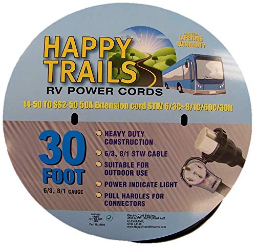 (50 amp - 30 ft) Locking RV Power Cord with Lighted Ends and Pull Handle (8190T)