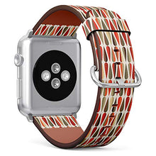 Load image into Gallery viewer, Compatible with Small Apple Watch 38mm, 40mm, 41mm (All Series) Leather Watch Wrist Band Strap Bracelet with Adapters (Midcentury Modern Style Retro)
