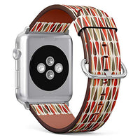 Compatible with Small Apple Watch 38mm, 40mm, 41mm (All Series) Leather Watch Wrist Band Strap Bracelet with Adapters (Midcentury Modern Style Retro)