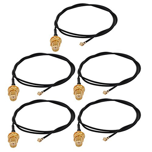 Aexit 5 Pcs Distribution electrical RF1.37 IPEX 1.0 to SMA Female Connector WiFi Pigtail Cable Antenna 50cm Long