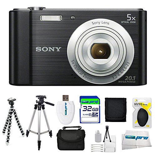 Sony Cyber-Shot DSC-W800 Digital Camera (Black) + 32GB Pixi-Advanced I3ePro Accessory Bundle