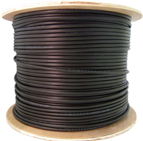 1000 feet CAT6 23AWG 4PR Direct Burial Outdoor Waterproof UV Rated  Ethernet Cable Black
