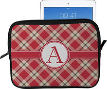 Load image into Gallery viewer, Red &amp; Tan Plaid Tablet Case/Sleeve - Large (Personalized)
