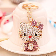 Load image into Gallery viewer, Auto kitty cat Keychain diamond lovers keychain, custom key chain
