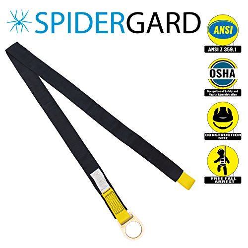 Spidergard SPA202 Fall Protection 6-Foot Loop and D-Ring End Concrete Anchor Strap with Protective Sheathing, OSHA/ANSI Compliant