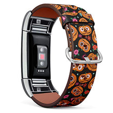 Load image into Gallery viewer, Replacement Leather Strap Printing Wristbands Compatible with Fitbit Charge 2 - Pumpkin,Flowers and Spiderweb on The Halloween Theme
