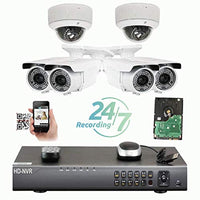 Amview 5MP (2592x1920p) 8 Channel 4K NVR Network PoE IP Security Camera System - HD 5MP 1920p 2.8~12mm Varifocal Zoom (4) Bullet and (2) Dome IP Camera