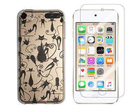 Novago Compatible with iPod Touch 7 / Touch 6 / Touch 5 Printed Gel Case Solid Resistant + 1 Tempered Glass Transparent Resistant (Multi-Cats)
