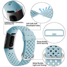 Load image into Gallery viewer, Wepro Bands Replacement Compatible Fitbit Charge 3 for Women Men Small, Waterproof Breathable Holes Watch Sport Strap Accessories for Fitbit Charge 3 SE, Aqua
