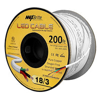 18 Awg Low Voltage Led Cable 3 Conductor White Sleeve In Wall Speaker Wire Ul/C Ul Class 2 (200 Ft Ree