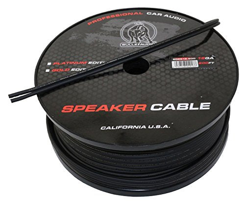 Bullz Audio BGES18.600 600' 18 Gauge AWG Car Home Audio Speaker Wire Cable Spool (Black)