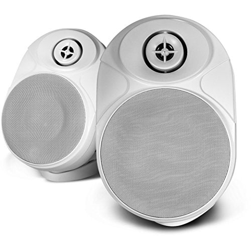 NXG 6 Inch Indoor/Outdoor Weatherproof, Weather Resistant Bluetooth Wireless Speakers - White -1 Pair