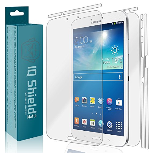 IQ Shield Matte Full Body Skin Compatible with Samsung Galaxy Tab 3 8.0 (SM-T311) + Anti-Glare (Full Coverage) Screen Protector and Anti-Bubble Film