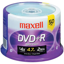 Load image into Gallery viewer, Maxell 639013 DVD+R Discs, 4.7GB, 16x, Spindle, Silver, 50/Pack

