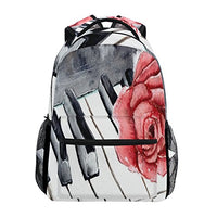 TropicalLife Watercolour Music Piano Keys Rose Flowers Backpacks Bookbag Shoulder Backpack Hiking Travel Daypack Casual Bags