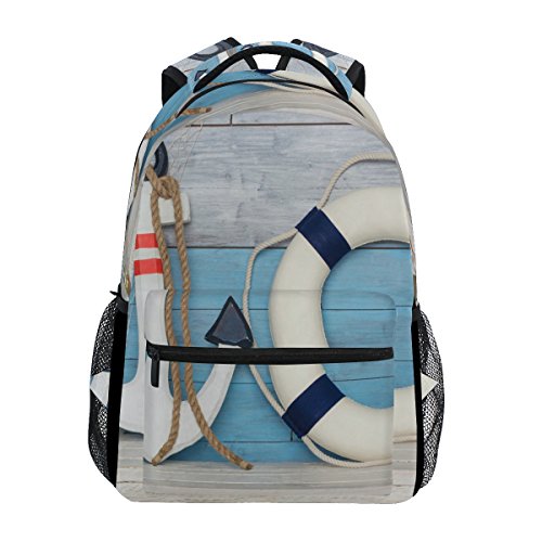 TropicalLife Nautical Anchor Buoy Backpacks Bookbag Shoulder Backpack Hiking Travel Daypack Casual Bags
