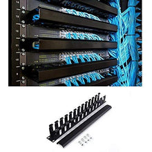 Load image into Gallery viewer, All Metal - 1U 19 Inch Server Rack Wire Management System - Rack Mount Horizontal Cable management with mounting screws 12 large slot Cable Manager Finger Duct (Server cable management pack of 10)
