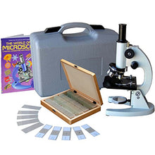 Load image into Gallery viewer, AmScope M60C-ABS-PS100-WM Beginner Microscope Kit, Mirror Illumination, WF10x and WF20x Eyepieces, 40x-1000x Magnification, Includes Case, Set of 100 Prepared Slides, and Book
