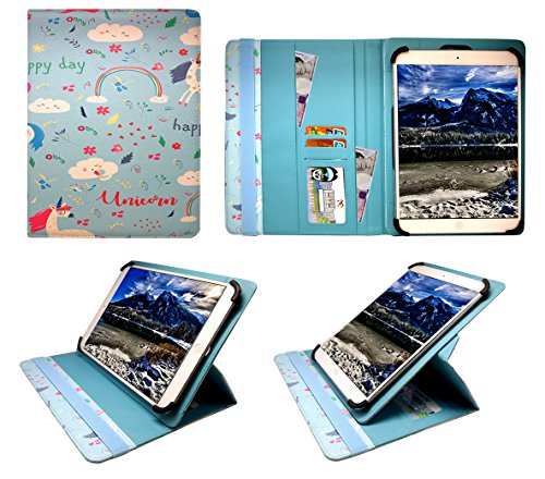 Sweet Tech MLS iQTab Designs WiFi 8 Inch Table Unicorn Universal 360 Degree Rotating PU Leather Wallet Case Cover Folio (7-8 inch)