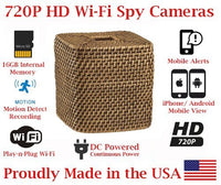 SecureGuard 720p HD WiFi Wireless IP Wicker Tissue Box Hidden Security Nanny Cam Spy Camera with 16GB Memory