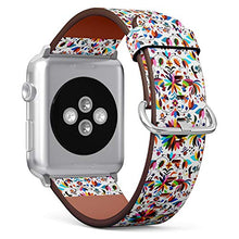 Load image into Gallery viewer, Compatible with Small Apple Watch 38mm, 40mm, 41mm (All Series) Leather Watch Wrist Band Strap Bracelet with Adapters (Mexican Otomi Style)
