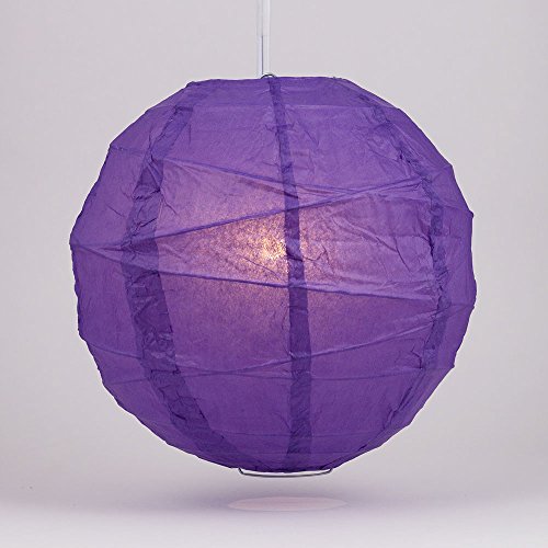 Luna Bazaar Premium Paper Lantern Lamp Shade (14-Inch, Free-Style Ribbed, Plum Purple) - Chinese/Japanese Hanging Decoration - for Parties, Weddings, and Homes