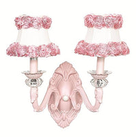 Jubilee Collection 830006-2622 2 Arm Ring of Roses on White Chandelier Shade on Wall Sconce with Pink Turret