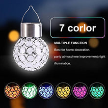 Load image into Gallery viewer, Colorful Solar Lights, Outdoor Hanging Decorative Garden Lights 7 Colors LED Crackle Glass Globe Ball Shaped for Lawn Patio Yard Walkway Driveway Pathway Landscape
