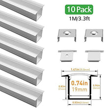 Load image into Gallery viewer, LED Aluminum Channel with Clear Cover, LightingWill 10 Pack 3.3Ft/1M U Shape Flush Mount (Section Size:0.95&quot; x 1.42&quot;) Anodized Silver Channel System for &lt;20mm LED Strip Lights with Caps+Clips U05
