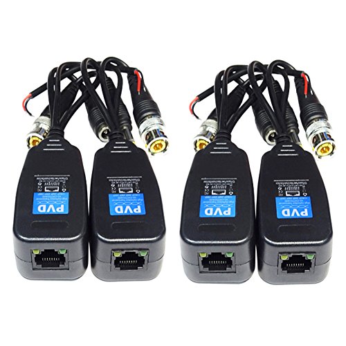 Passive Power Video Audio Balun Connector with RJ45 UTP CAT5 Data Transmitter BNC for HD Camera 2 Pairs