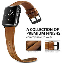 Load image into Gallery viewer, UMAXGET Compatible with Apple Watch Series 3 Band 44mm 38mm 40mm 42mm, Classic Genuine Leather Replacement Bands with Black Buckle Connector Compatible with iWatch Series 5/4/3/2/1 for Men Women(Small
