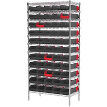 Load image into Gallery viewer, Akro-Mils 36468BLKRED Indicator Inventory Control Double Hopper Shelf Bin, 17-7/8-Inch L x 6-5/8-Inch W x 4-Inch H, Black/Red, 12-Pack
